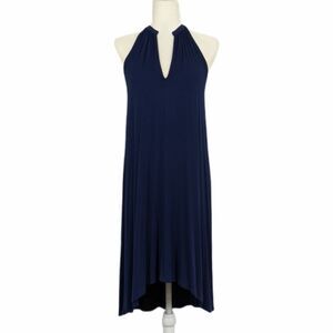 Ella Moss Halter Neck Midi Dress Navy Blue Women's Small